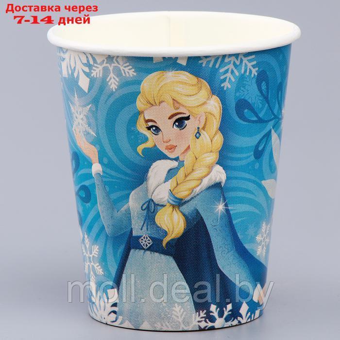 Набор бумажной посуды декор "Холодная принцесса", 6 тарелок, 6 стаканов, 1 гирлянда, декор - фото 2 - id-p220928589