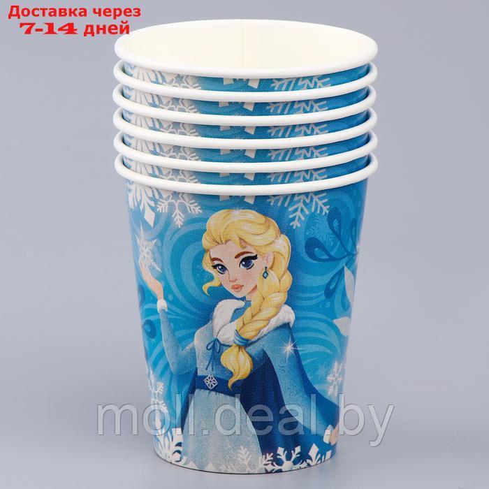Набор бумажной посуды декор "Холодная принцесса", 6 тарелок, 6 стаканов, 1 гирлянда, декор - фото 3 - id-p220928589