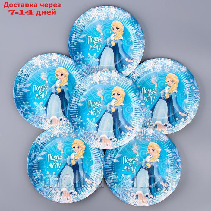 Набор бумажной посуды декор "Холодная принцесса", 6 тарелок, 6 стаканов, 1 гирлянда, декор - фото 5 - id-p220928589