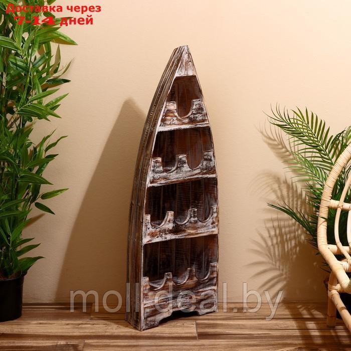Подставка для бутылок "Лодка" 37х20х100 см, дерево албезия, светло-коричневый - фото 1 - id-p220929639