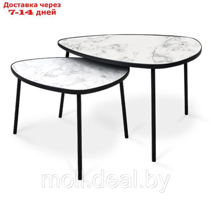 Комплект столиков LAKSI РУТА, 445(565)x600(760)x400(460),черный матовый/сабия - фото 1 - id-p220929665