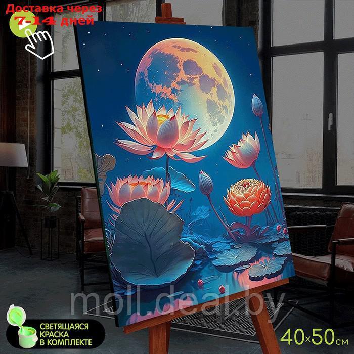 Картина по номерам со светящейся краской 40х50 "Лунный лотос" (22 цвета) FHR0587 - фото 1 - id-p220925005