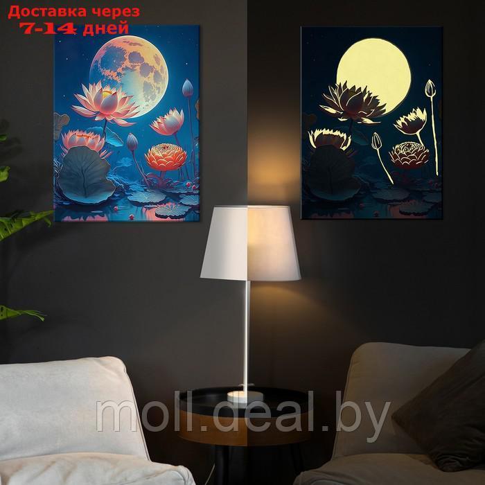 Картина по номерам со светящейся краской 40х50 "Лунный лотос" (22 цвета) FHR0587 - фото 2 - id-p220925005