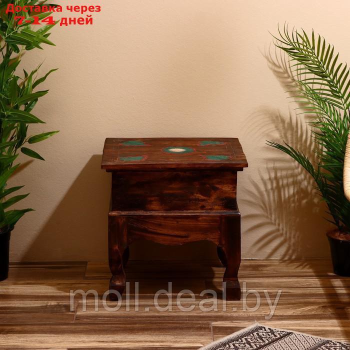 Табурет "Мэни" 40х40х40 см, с ящичком, дерево албезия, коричневый - фото 6 - id-p220929679