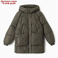 Куртка женская зимняя, цвет хаки, размер 52