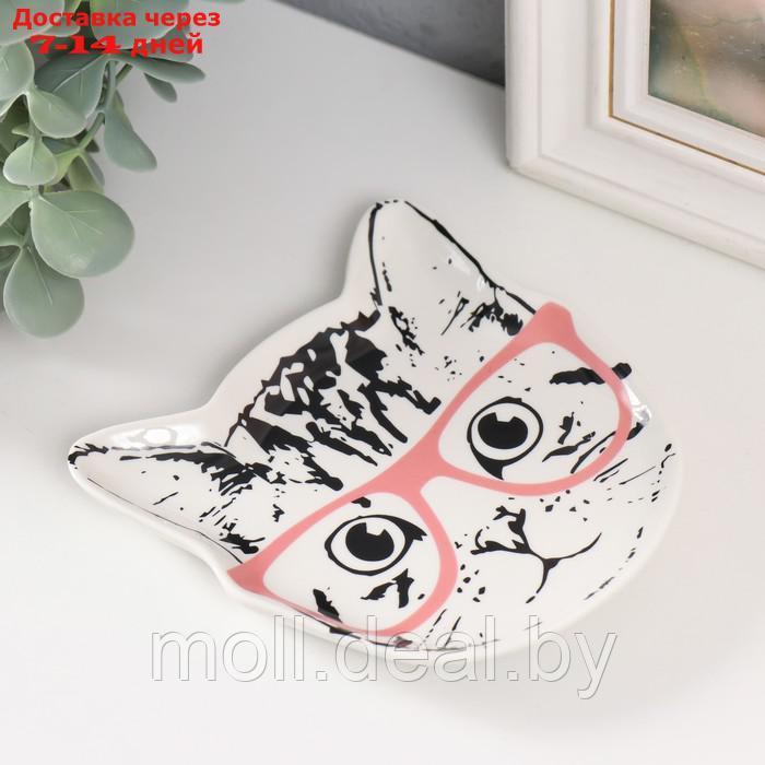 Сувенир керамика подставка под кольца "Котёнок в очках" 1,6х11х12 см - фото 2 - id-p220928805