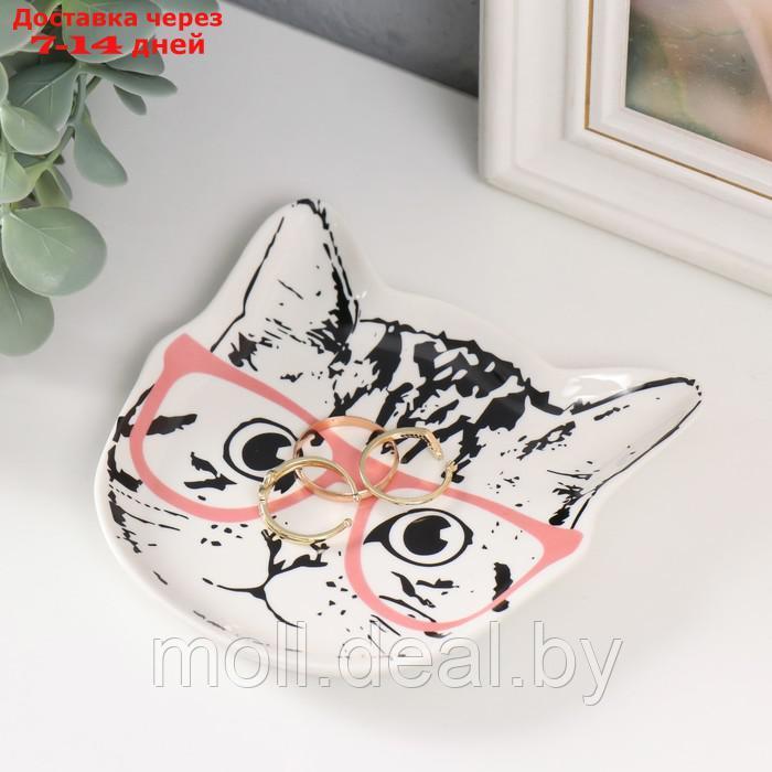 Сувенир керамика подставка под кольца "Котёнок в очках" 1,6х11х12 см - фото 3 - id-p220928805