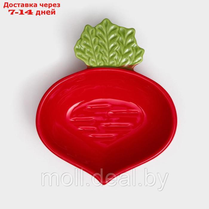 Тарелка "Редис", глубокая, керамика, красный, 17 см, Иран