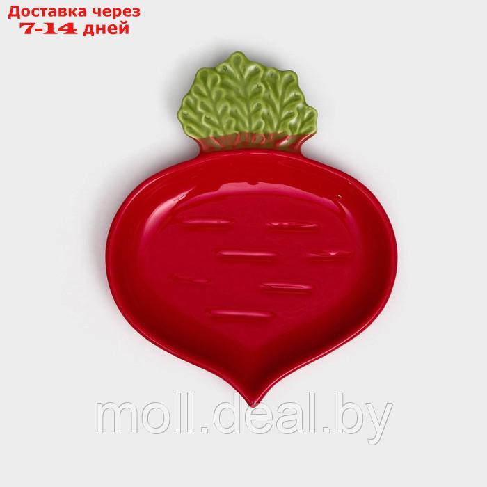 Тарелка "Редис", плоская, керамика, красный, 21 см, Иран - фото 1 - id-p220926913