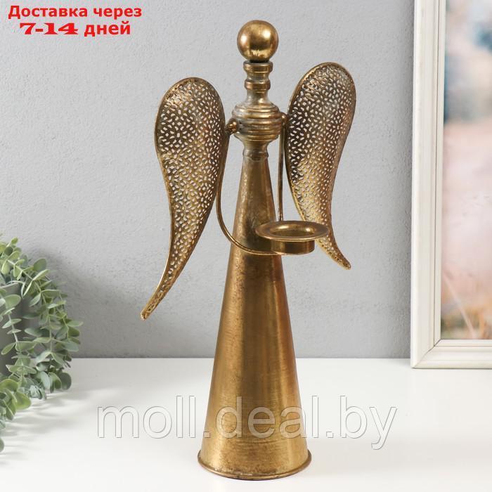 Подсвечник металл на 1 свечу "Ангел" состаренное золото 28х14,5х45 см - фото 2 - id-p220926930