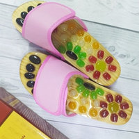 Массажные рефлекторные тапочки Шиацу с натуральным камнем Massage Slipper / Акупунктурный массажер для ног