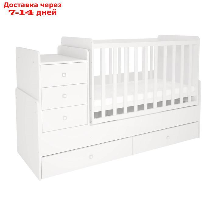 Кроватка-трансформер Polini kids Simple 1100 с комодом пеленальным, цвет белый - фото 1 - id-p220932995