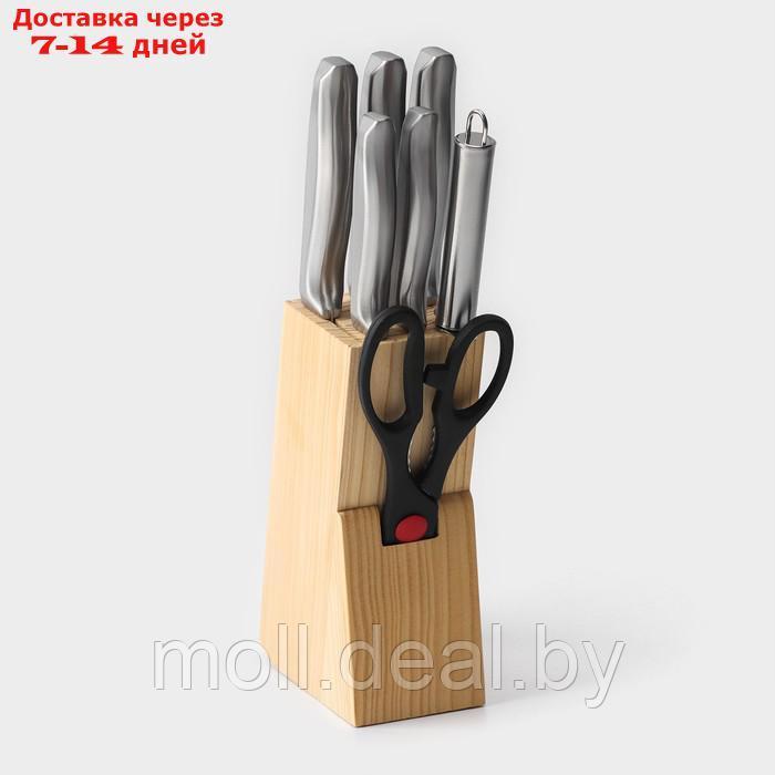 Набор кухонных ножей "Металлик" 6 предметов на подставке - фото 1 - id-p220926522