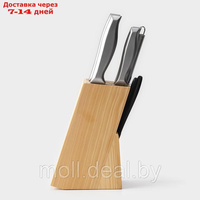 Набор кухонных ножей "Металлик" 6 предметов на подставке - фото 3 - id-p220926522