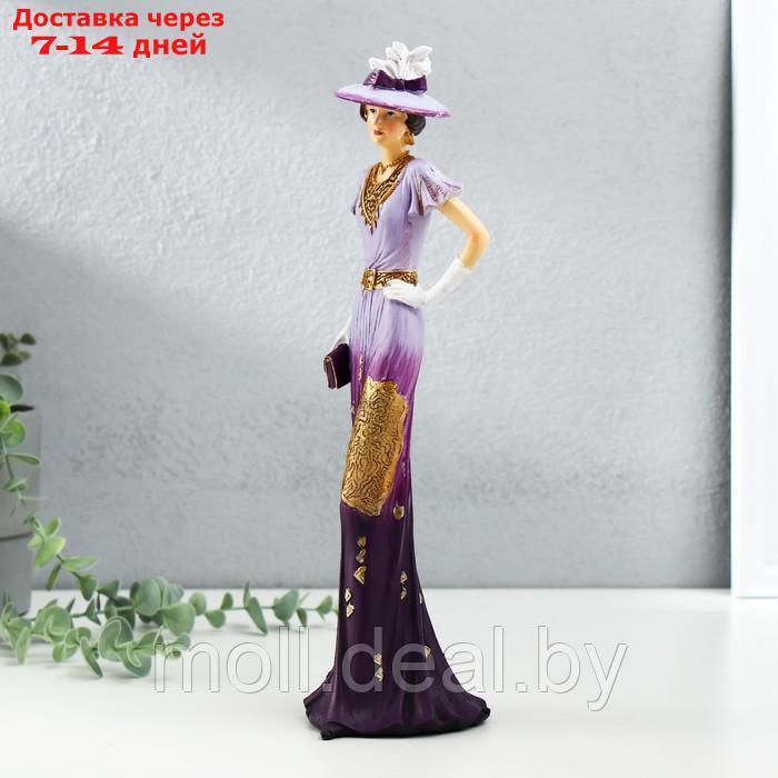 Сувенир полистоун "Леди в сиренево-фиолетовом платье, в шляпке, с клатчем" 9,5х9х32 см - фото 3 - id-p220929488