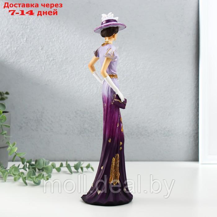 Сувенир полистоун "Леди в сиренево-фиолетовом платье, в шляпке, с клатчем" 9,5х9х32 см - фото 5 - id-p220929488