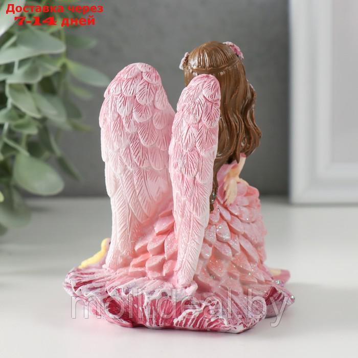 Сувенир полистоун "Девочка-ангел в розовом платье с птичками" розовые крылья 10х8,5х10 см - фото 3 - id-p220929510