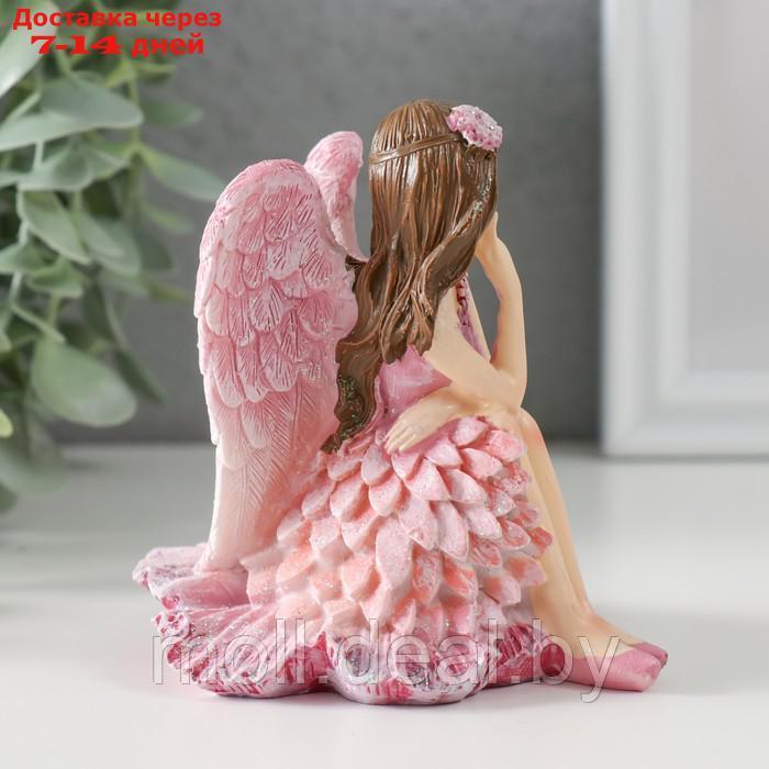 Сувенир полистоун "Девочка-ангел в розовом платье с птичками" розовые крылья 10х8,5х10 см - фото 4 - id-p220929510