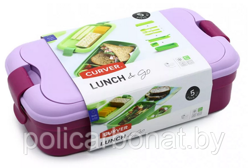 Контейнер пищевой прямоугольный Foodkeeper rectangular with cutlery 1,4L, Фиолетовый - фото 5 - id-p220957341