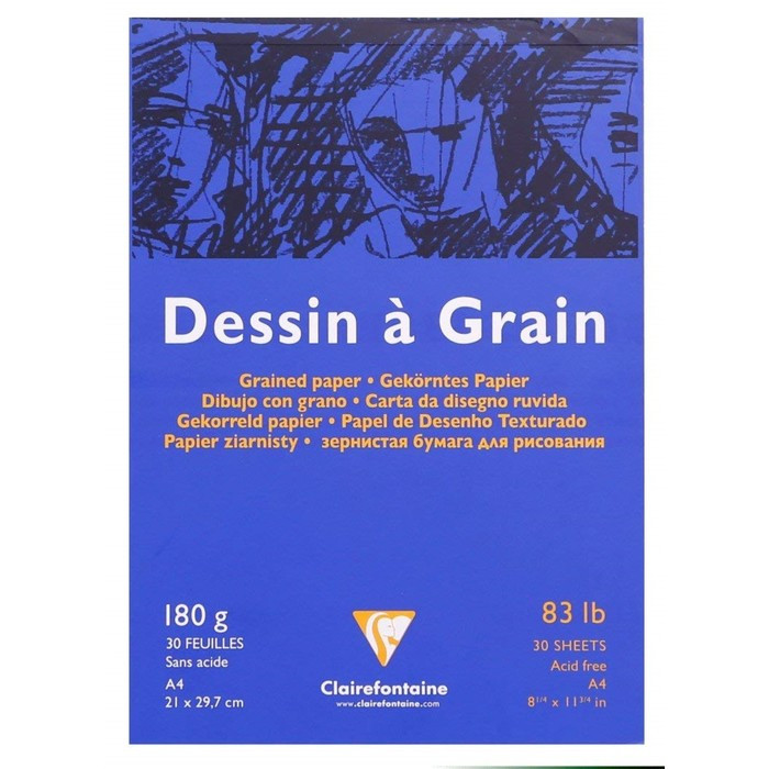 Блокнот для рисунков, А4, 180 г/м2, Clairefontaine 30 листов, склейка, лист белый, зернистый - фото 1 - id-p220963402