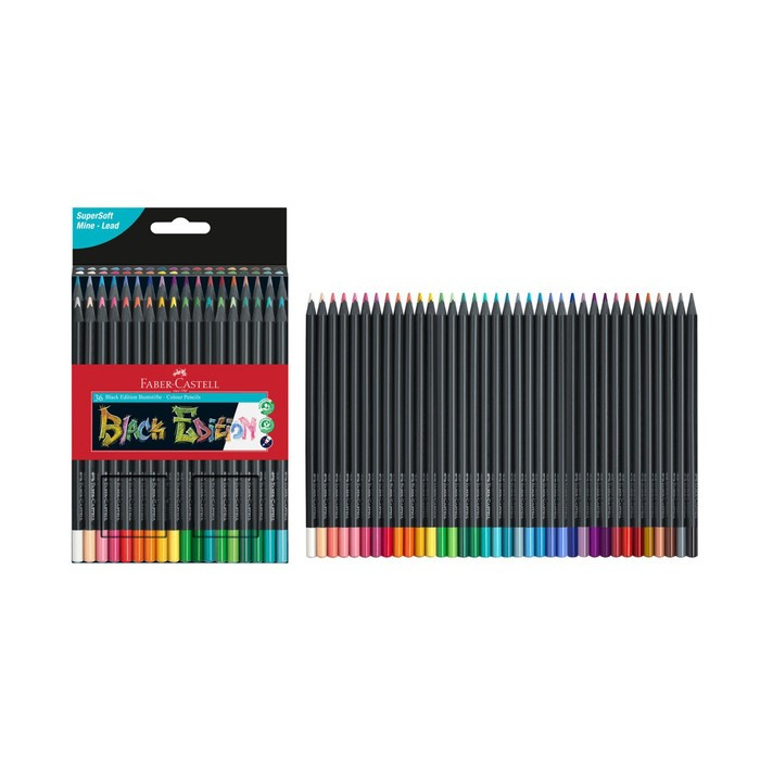 Карандаши цветные Faber-Castell Black Edition 36 цветов, cверхмягкий грифель, трехгранные, чёрное дерево, в - фото 1 - id-p220963408