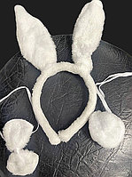 Набор карнавальный "Ушки зайчика" (ободок с ушками , хвостик,бабочка) цвет Белый