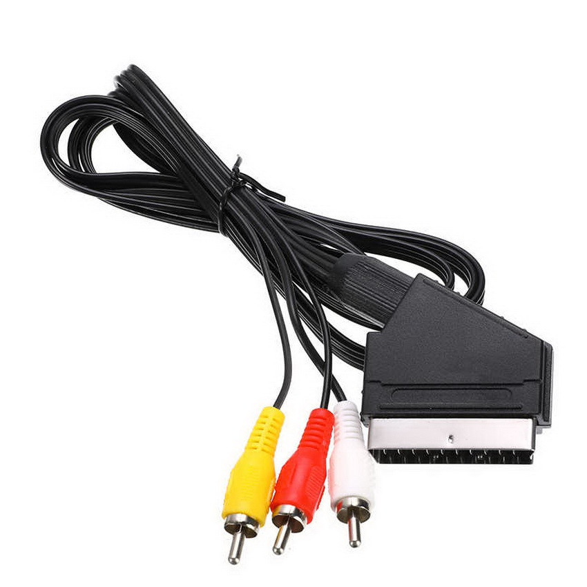 Кабель 3x RCA (AV) - SCART, папа-папа, 1,5 метра, вход-выход, черный - фото 3 - id-p220973420