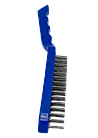 Щётка ручная 4-х рядная, стальная проволока, в пластиковом корпусе, Vertex, синяя, фото 3
