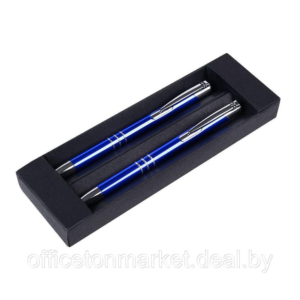 Набор "Claremont": ручка шариковая автоматическая и карандаш автоматический, синий, серебристый - фото 1 - id-p220404359