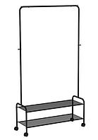 Гардеробная система ЗМИ Вешалка Валенсия 32М с двумя полками на колесиках черная