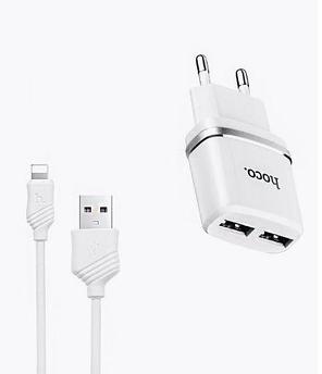 HOCO (6957531047766) C12 2USB 2.4A LIGHTNING 8-PIN 1м белый