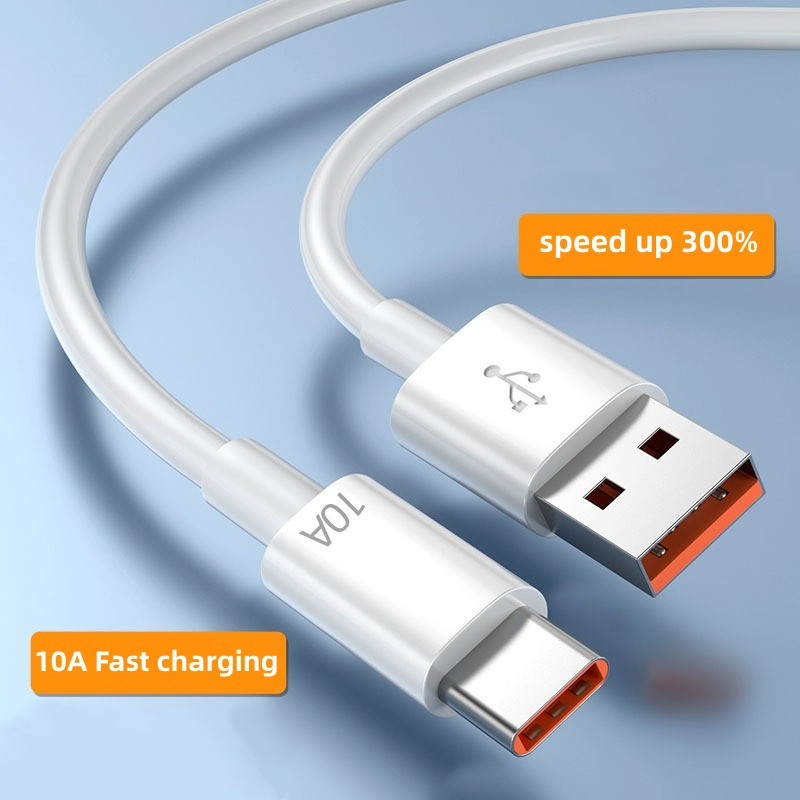 Зарядный USB дата-кабель Type-C для сверхбыстрой зарядки, 10A, 1 метр, белый - фото 2 - id-p220974783