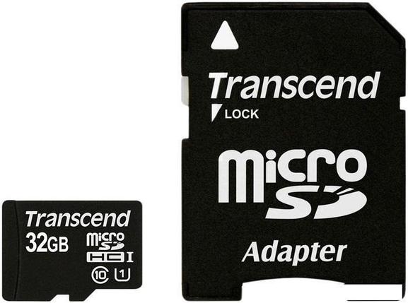 Карта памяти Transcend microSDHC Class 10 UHS-I 32GB + адаптер (TS32GUSDU1), фото 2