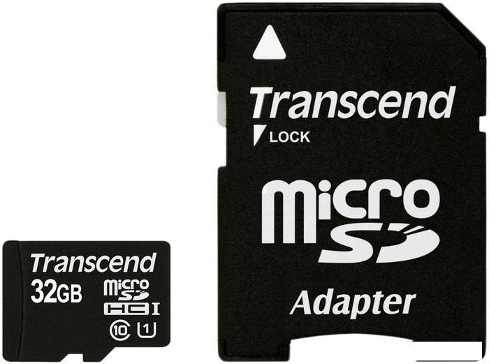 Карта памяти Transcend microSDHC Class 10 UHS-I 32GB + адаптер (TS32GUSDU1) - фото 1 - id-p220533366