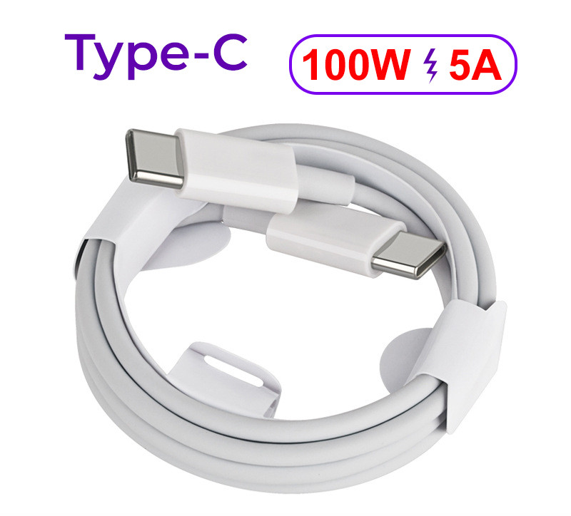Дата-кабель для сверхбыстрой зарядки USB-C - USB-C PD 100W 5A, 1 метр, белый - фото 1 - id-p220975320