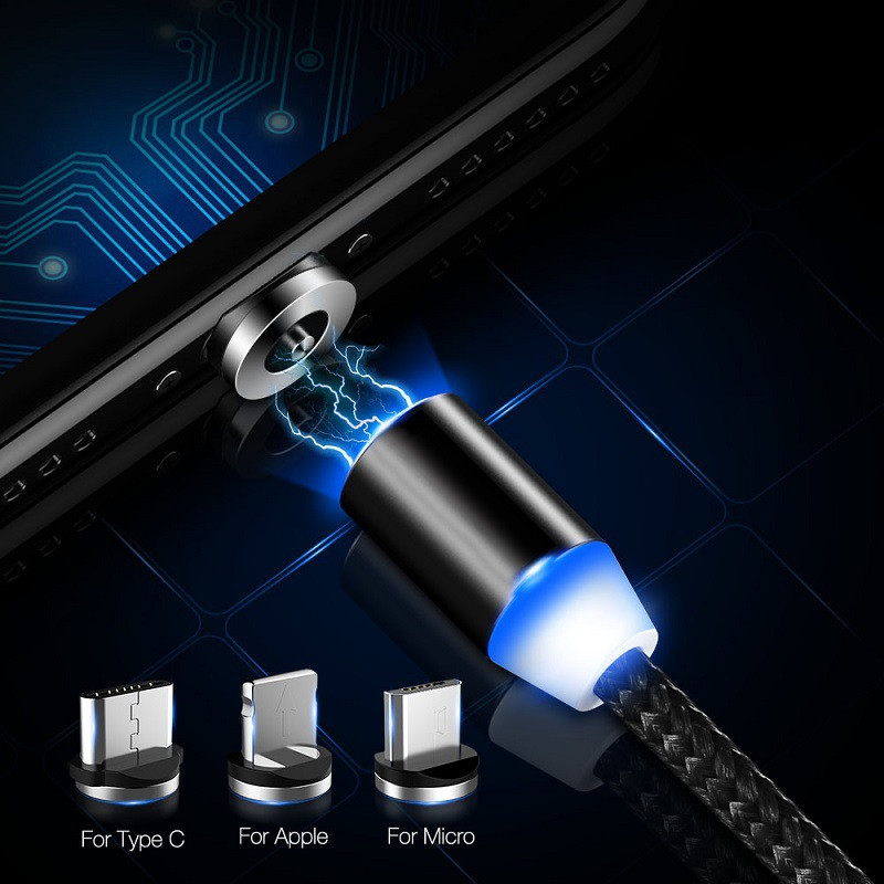 Зарядный магнитный USB кабель, 2.1А, 1м, черный - фото 3 - id-p220975740
