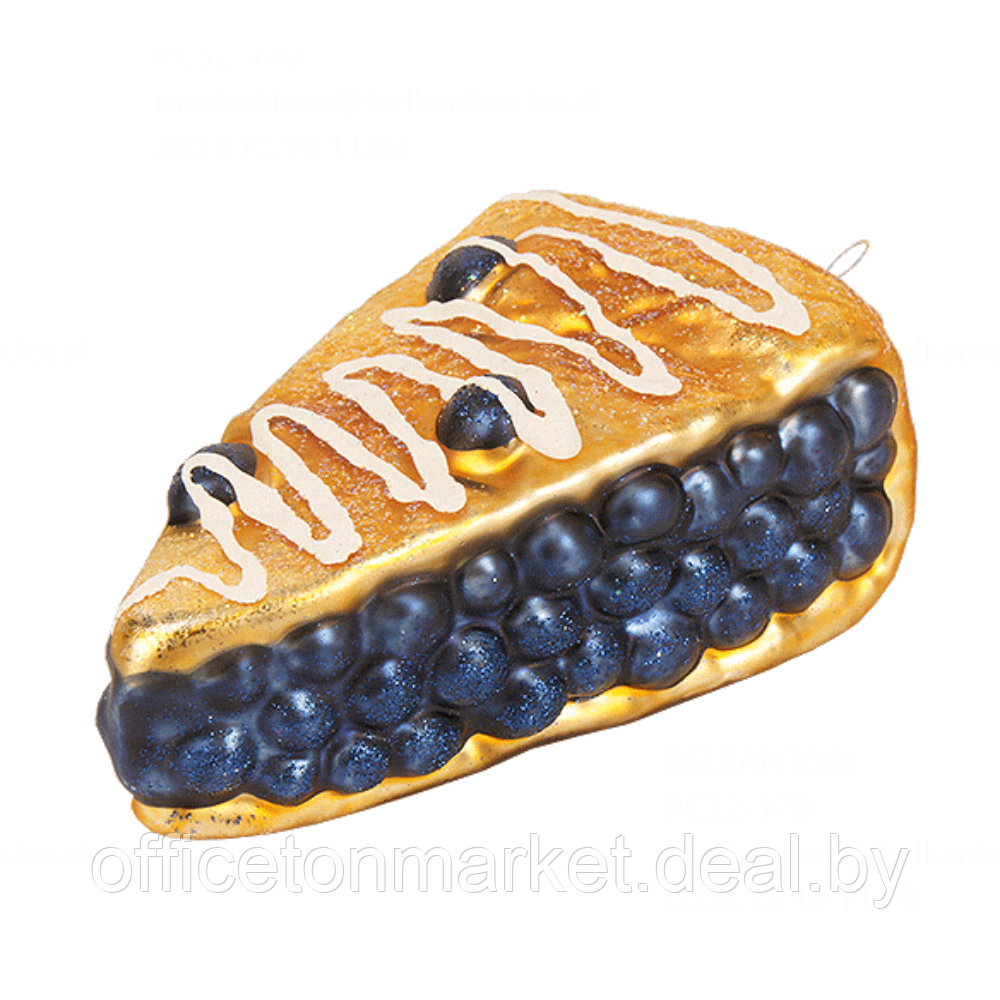 Украшение елочное "Blueberry Cake", 10 см, стекло, разноцветный - фото 1 - id-p220946566