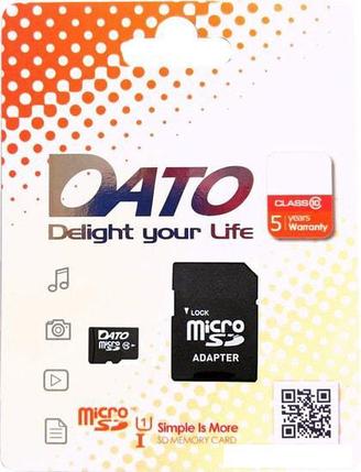 Карта памяти Dato microSDHC DTTF016GUIC10 16GB (с адаптером), фото 2
