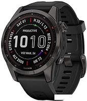 Умные часы Garmin Fenix 7S Sapphire Solar 42 мм (серый карбон/черный)