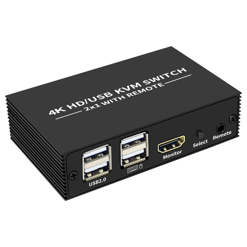 Адаптер - 2-х портовый KVM-переключатель HDMI 4K USB2.0/USB-C, черный