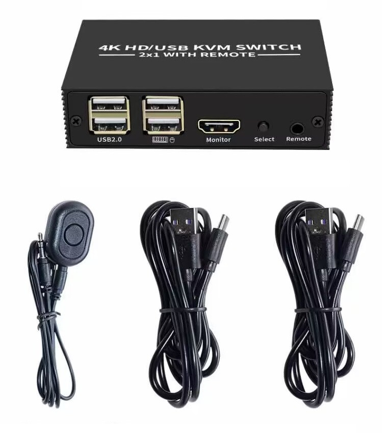Адаптер - 2-х портовый KVM-переключатель HDMI 4K USB2.0/USB-C, черный - фото 8 - id-p220975785