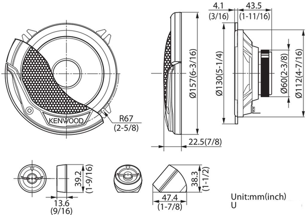 Компонентная АС Kenwood KFC-E130P, фото 2