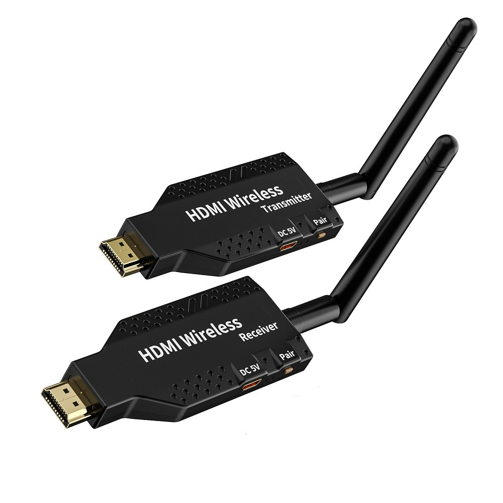 Удлинитель сигнала HDMI по Wi-Fi до 50 метров, активный, FullHD 1080p, комплект, черный - фото 1 - id-p220975806