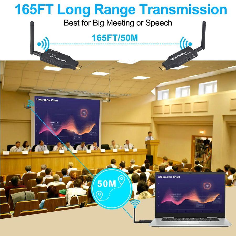 Удлинитель сигнала HDMI по Wi-Fi до 50 метров, активный, FullHD 1080p, комплект 1 передатчик + 4 приемника, - фото 5 - id-p220975809