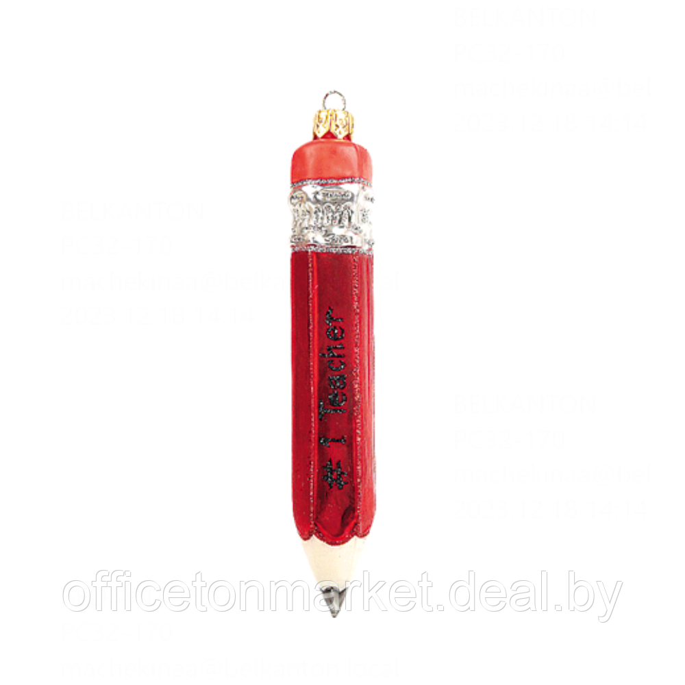 Украшение елочное "Pencil", 11 см, стекло, красный - фото 1 - id-p220916613
