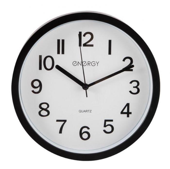 Настенные кварцевые стрелочные интерьерные круглые часы для дома ENERGY ЕС-139 черные - фото 1 - id-p220798284
