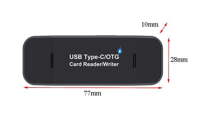 Картридер TF/SD - адаптер для карт памяти - USB Type-C - MicroUSB - USB2.0, черный - фото 7 - id-p220976042