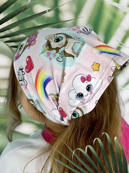 Косынка для девочки летняя Бандана детская Повязка на голову малышей розовая - фото 5 - id-p220922924