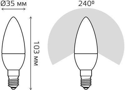 Упаковка ламп LED GAUSS E14, свеча, 6.5Вт, 103101307, 10 шт. - фото 4 - id-p220449988