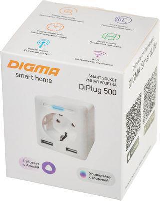 Умная розетка Digma 500 EU Wi-Fi белый [dpl500] - фото 2 - id-p220450013
